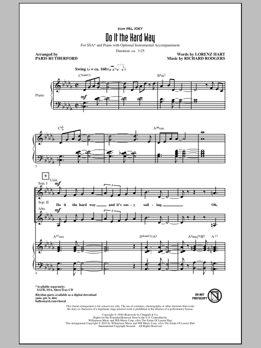 Download Paris Rutherford Do It The Hard Way (from Pal Joey) Sheet Music and learn how to play SSA Choir PDF digital score in minutes