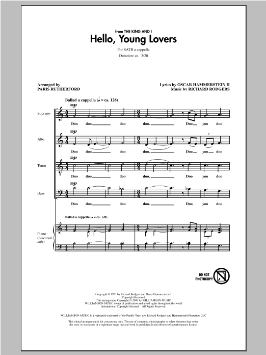 Download Rodgers & Hammerstein Hello, Young Lovers (arr. Paris Rutherford) Sheet Music and learn how to play SATB PDF digital score in minutes