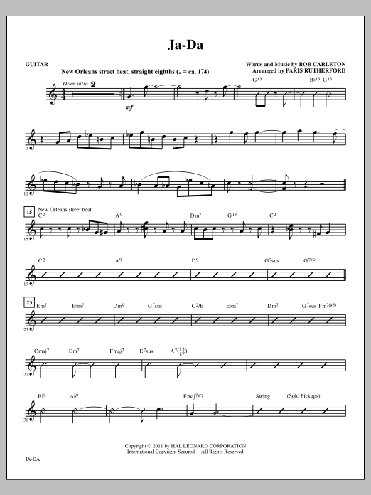Download Paris Rutherford Ja-Da - Guitar Sheet Music and learn how to play Choir Instrumental Pak PDF digital score in minutes