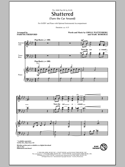 Download Paris Rutherford Shattered (Turn The Car Around) Sheet Music and learn how to play SSA Choir PDF digital score in minutes