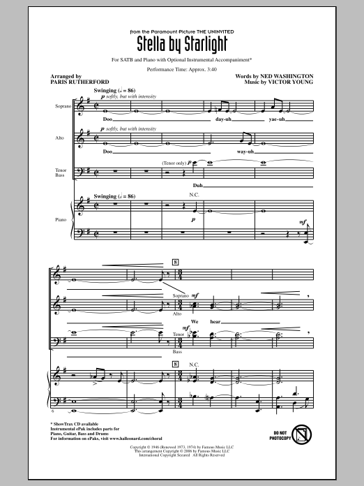 Download Ray Charles Stella By Starlight (arr. Paris Rutherford) Sheet Music and learn how to play SATB PDF digital score in minutes