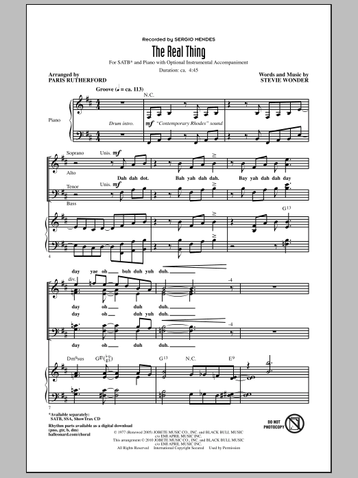 Download Paris Rutherford The Real Thing Sheet Music and learn how to play SATB Choir PDF digital score in minutes
