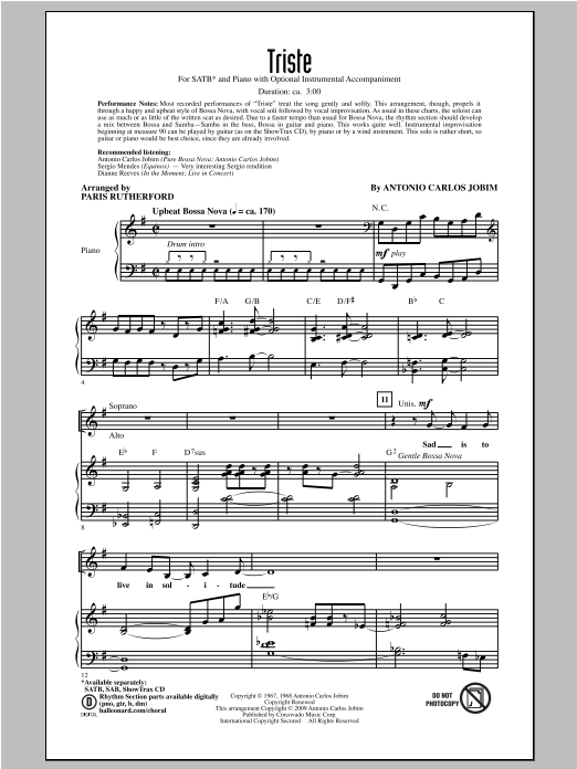 Download Paris Rutherford Triste Sheet Music and learn how to play SAB PDF digital score in minutes