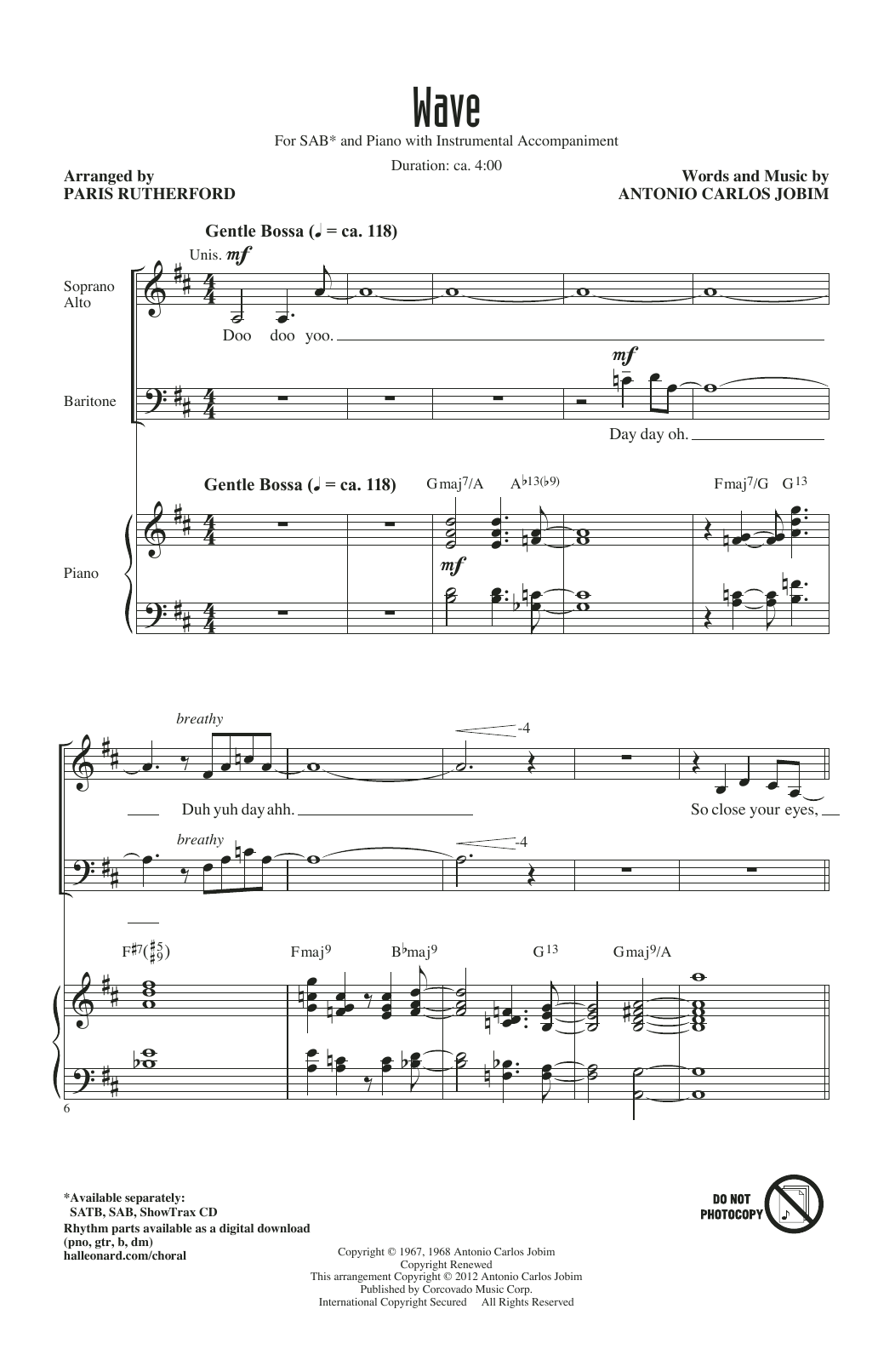 Download Paris Rutherford Wave Sheet Music and learn how to play SAB PDF digital score in minutes
