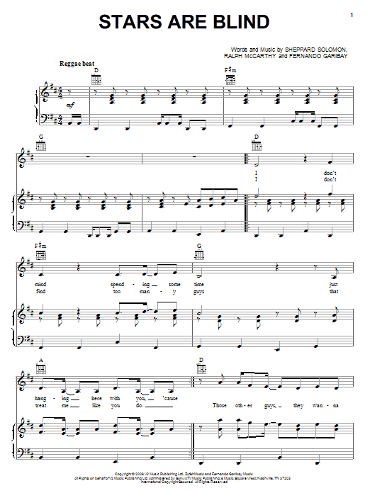 Paris Hilton "Stars Are Blind" Sheet Music Notes | Download Printable