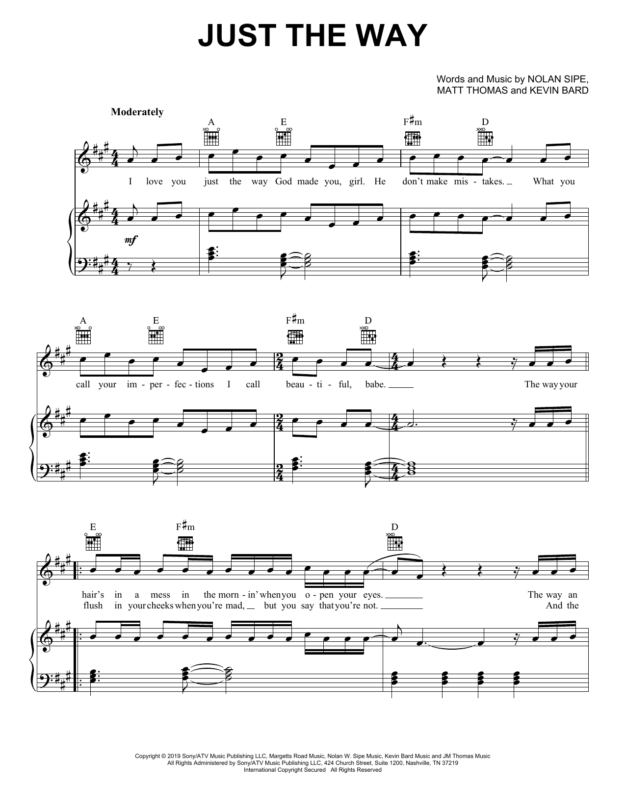Download Parmalee & Blanco Brown Just The Way Sheet Music and learn how to play Piano, Vocal & Guitar Chords (Right-Hand Melody) PDF digital score in minutes