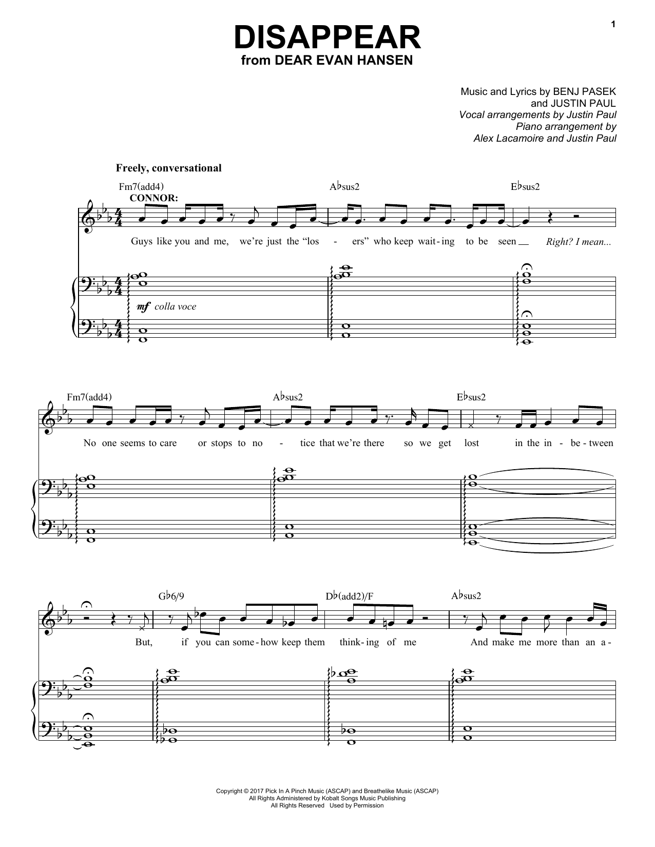 Download Pasek & Paul Disappear (from Dear Evan Hansen) Sheet Music and learn how to play Ukulele PDF digital score in minutes