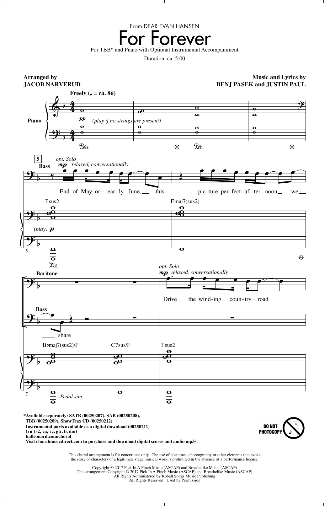 Download Jacob Narverud For Forever Sheet Music and learn how to play SATB PDF digital score in minutes