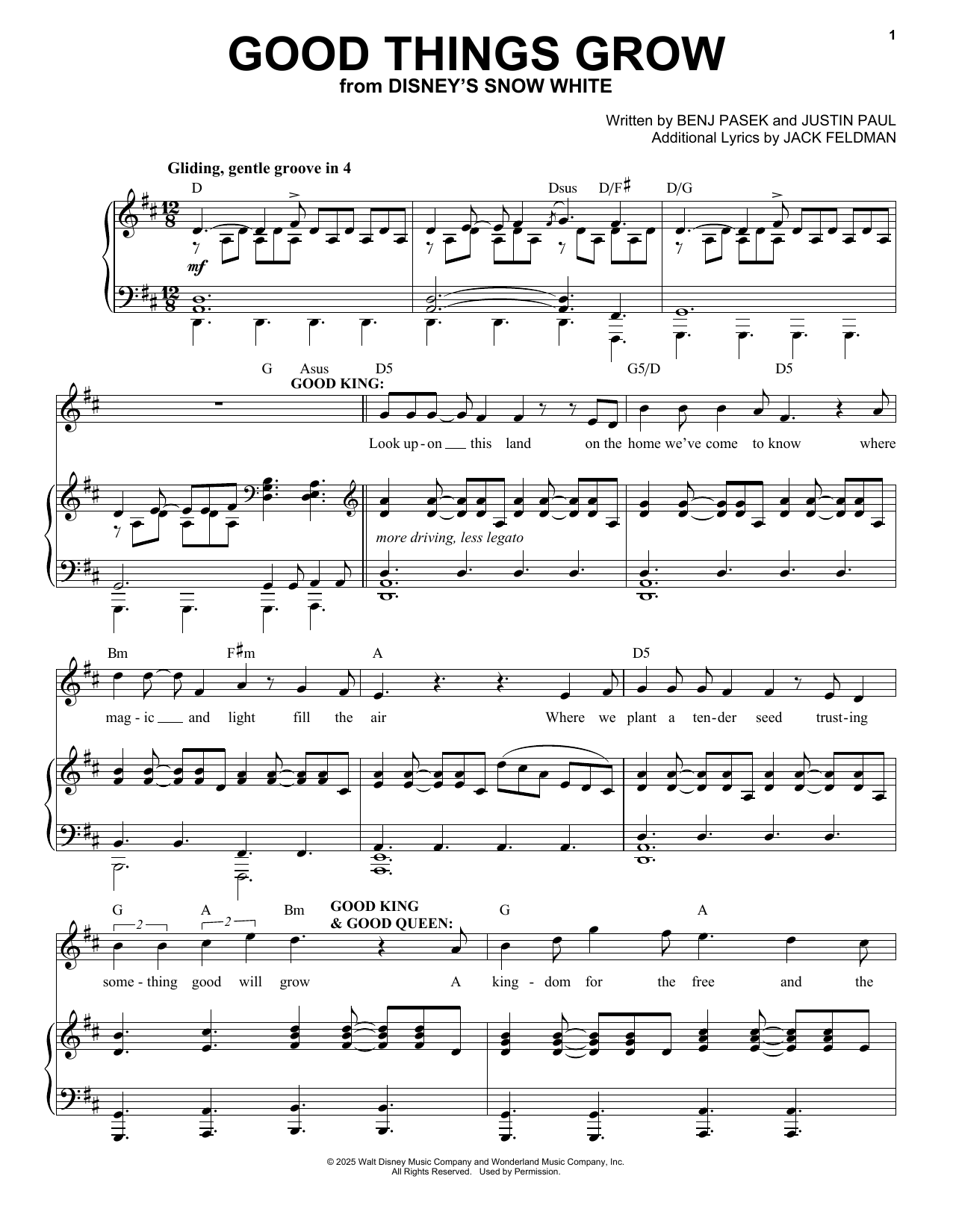 Download Pasek & Paul Good Things Grow (from Snow White) (2025) Sheet Music and learn how to play Piano & Vocal PDF digital score in minutes