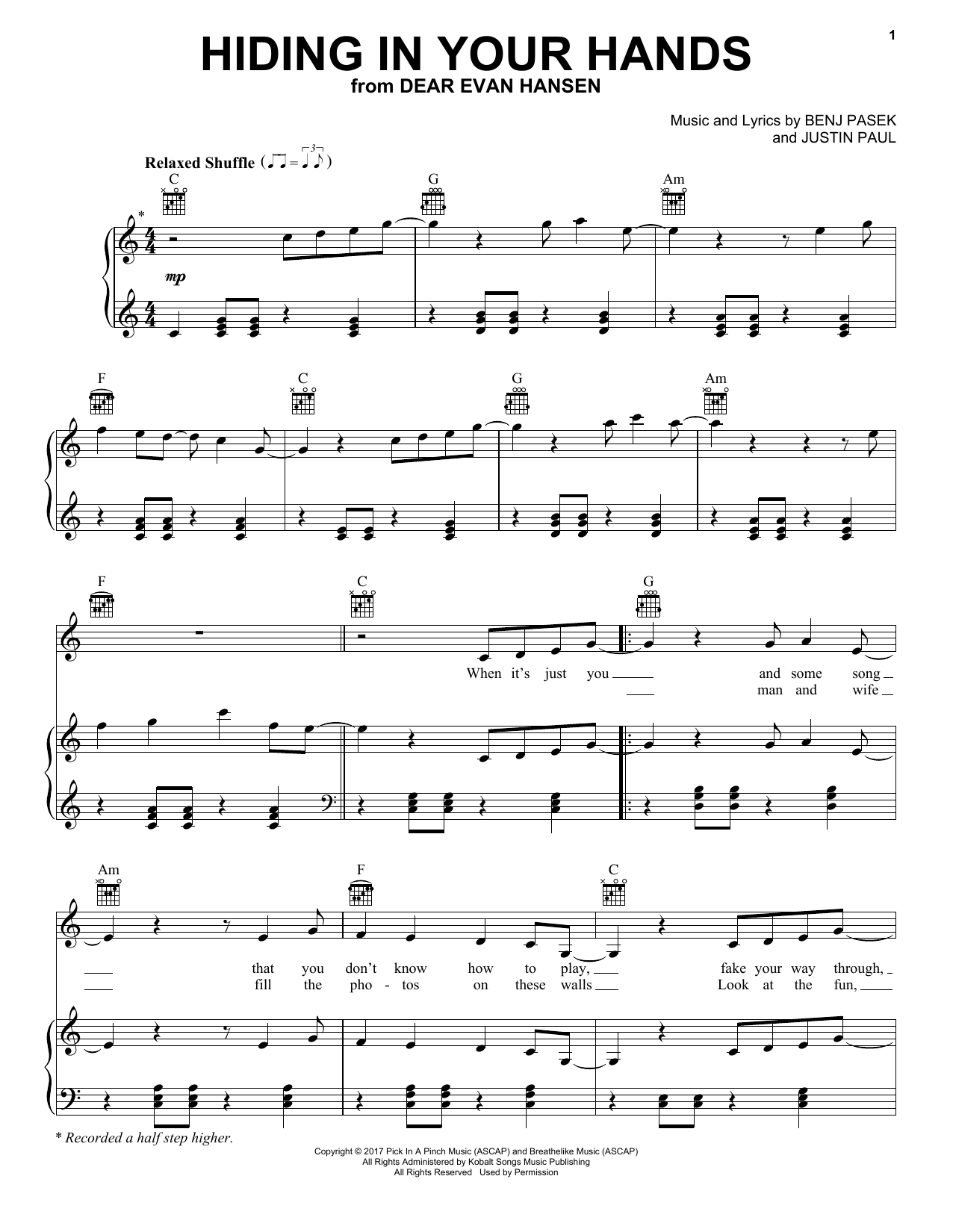 Download Pasek & Paul Hiding In Your Hands (from Dear Evan Hansen) Sheet Music and learn how to play Ukulele PDF digital score in minutes