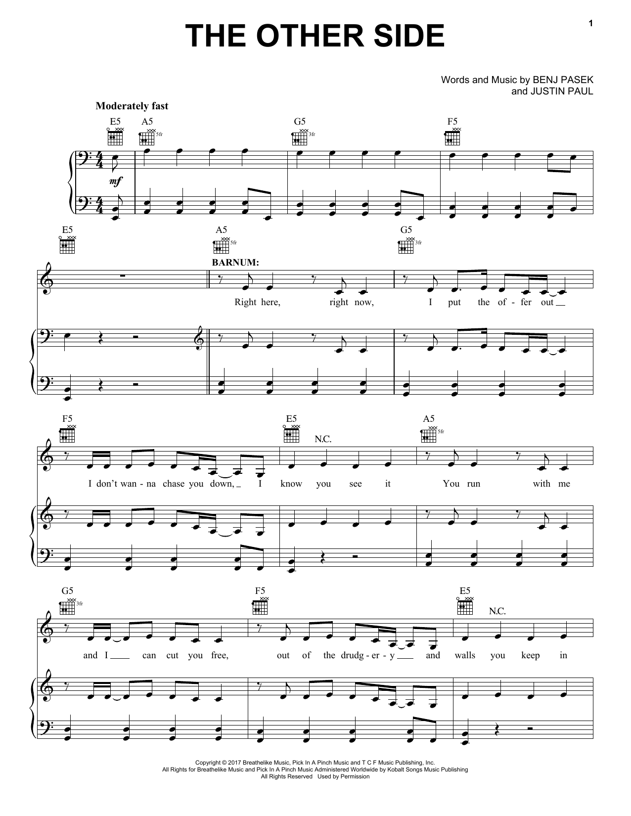Download Pasek & Paul The Other Side (from The Greatest Showman) Sheet Music and learn how to play Piano Duet PDF digital score in minutes