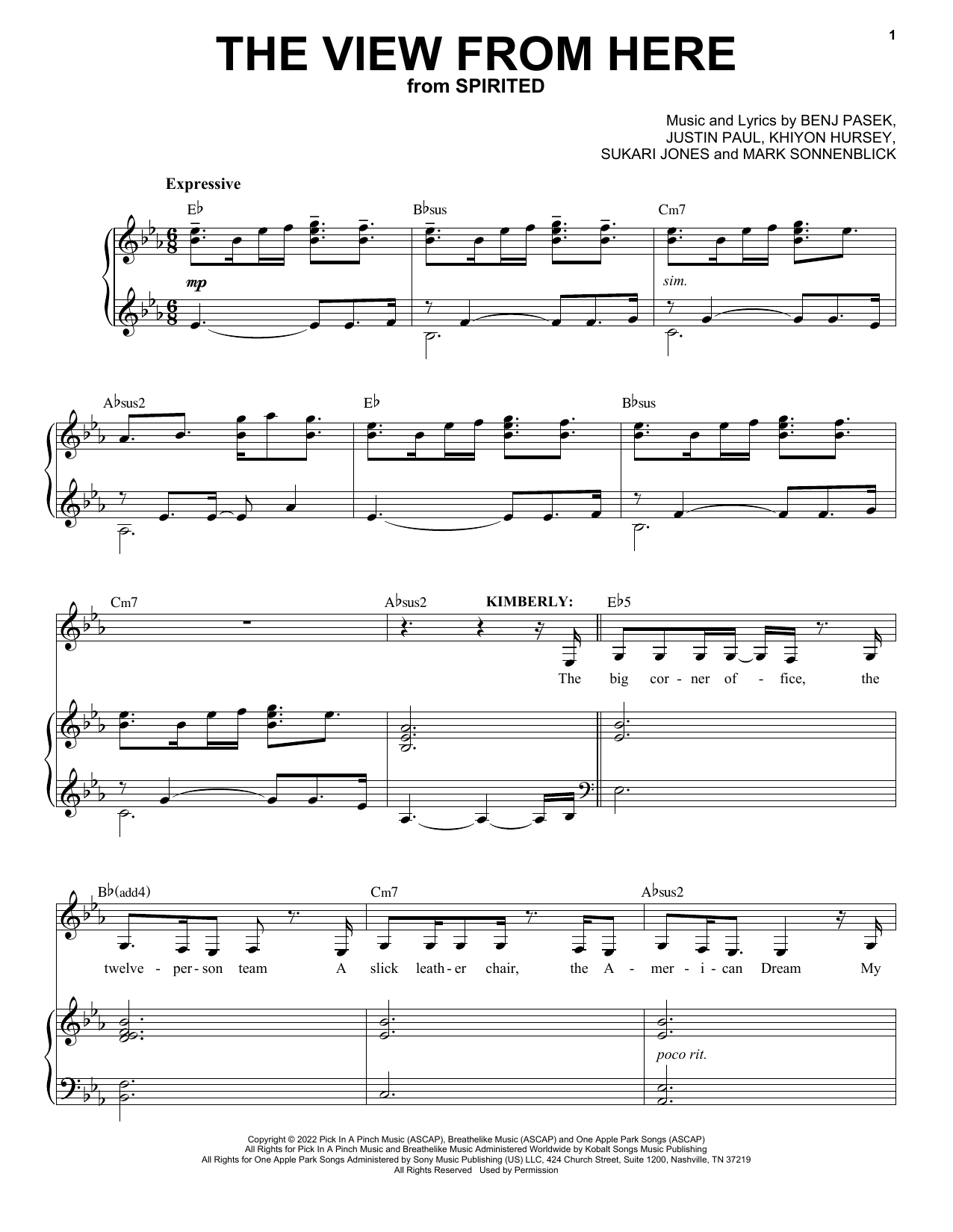 Download Pasek & Paul The View From Here (from Spirited) Sheet Music and learn how to play Piano & Vocal PDF digital score in minutes