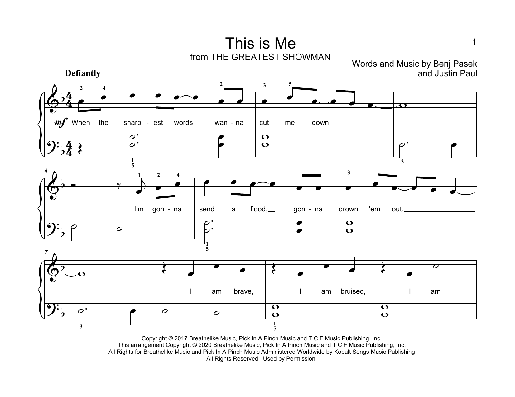 Download Pasek & Paul This Is Me (from The Greatest Showman) (arr. Christopher Hussey) Sheet Music and learn how to play Educational Piano PDF digital score in minutes