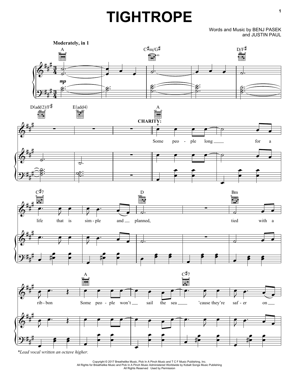 Download Pasek & Paul Tightrope (from The Greatest Showman) Sheet Music and learn how to play Piano Duet PDF digital score in minutes