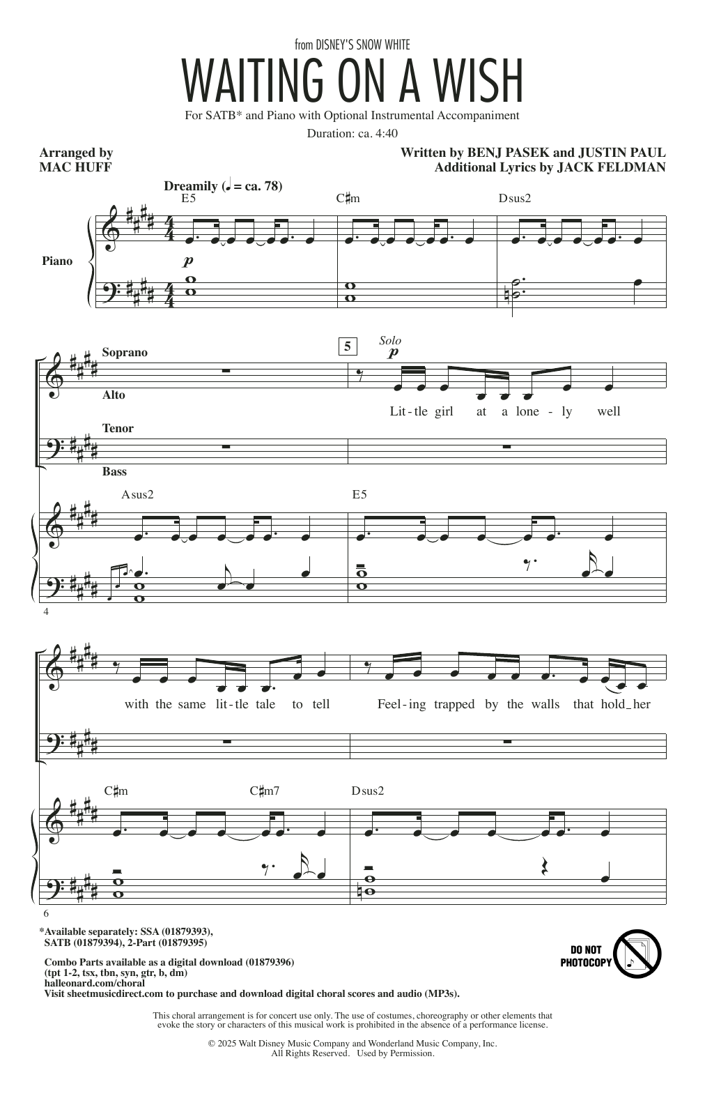 Download Pasek & Paul Waiting On A Wish (from Snow White) (arr. Mac Huff) Sheet Music and learn how to play 2-Part Choir PDF digital score in minutes
