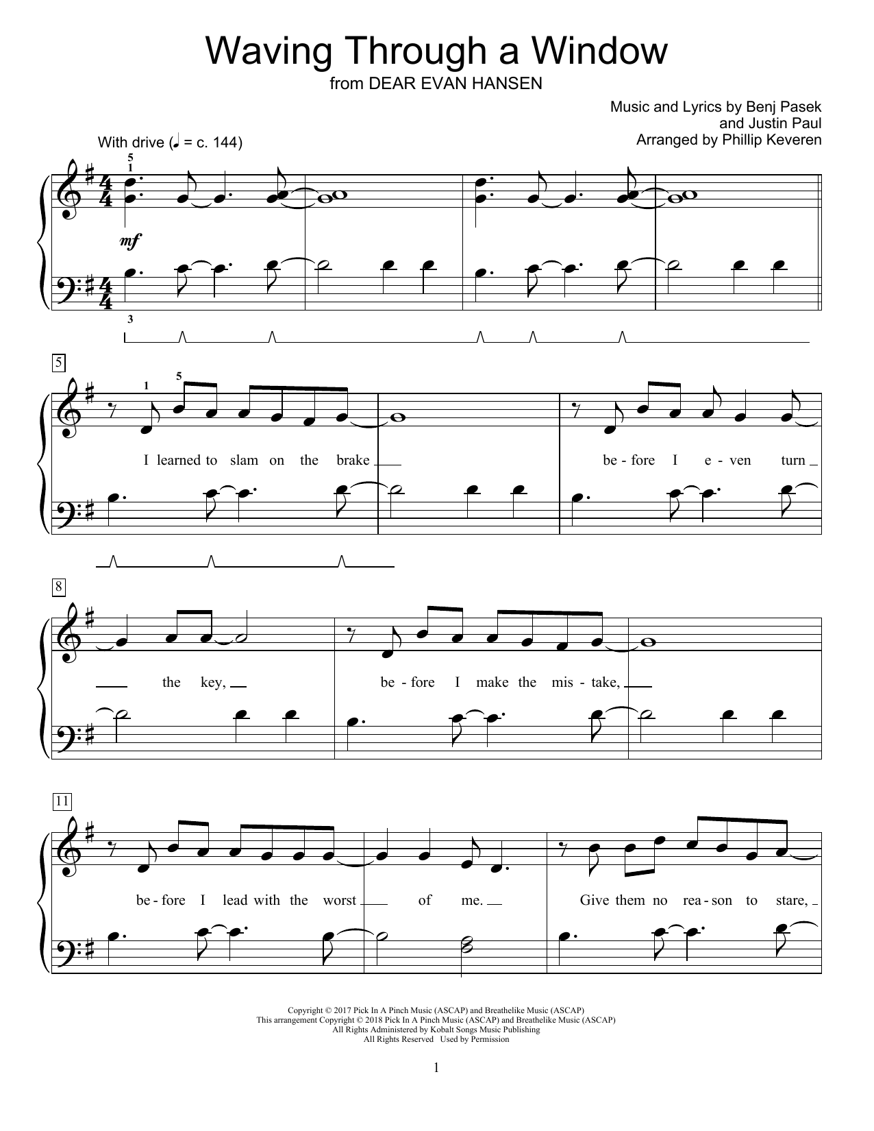 Download Pasek & Paul Waving Through A Window (from Dear Evan Hansen) (arr. Phillip Keveren) Sheet Music and learn how to play Educational Piano PDF digital score in minutes