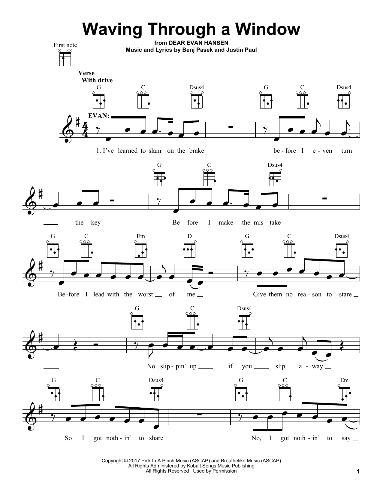Download Pasek & Paul Waving Through A Window (from Dear Evan Hansen) Sheet Music and learn how to play Guitar Chords/Lyrics PDF digital score in minutes