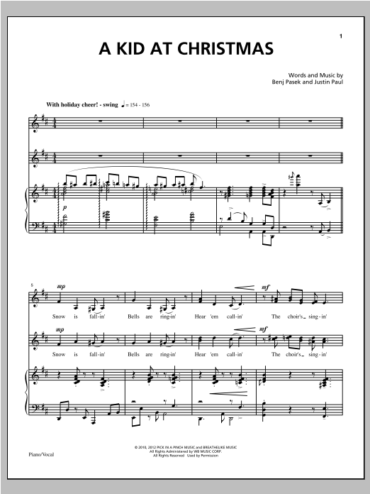 Download Pasek and Paul A Kid At Christmas Sheet Music and learn how to play Piano & Vocal PDF digital score in minutes
