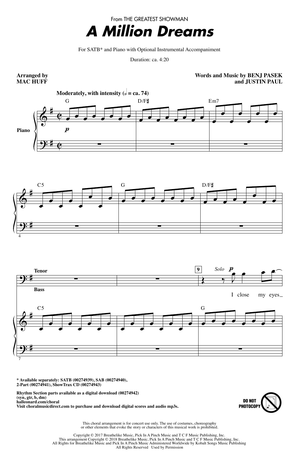 Download Pasek & Paul A Million Dreams (from The Greatest Showman) (arr. Mac Huff) Sheet Music and learn how to play SAB PDF digital score in minutes