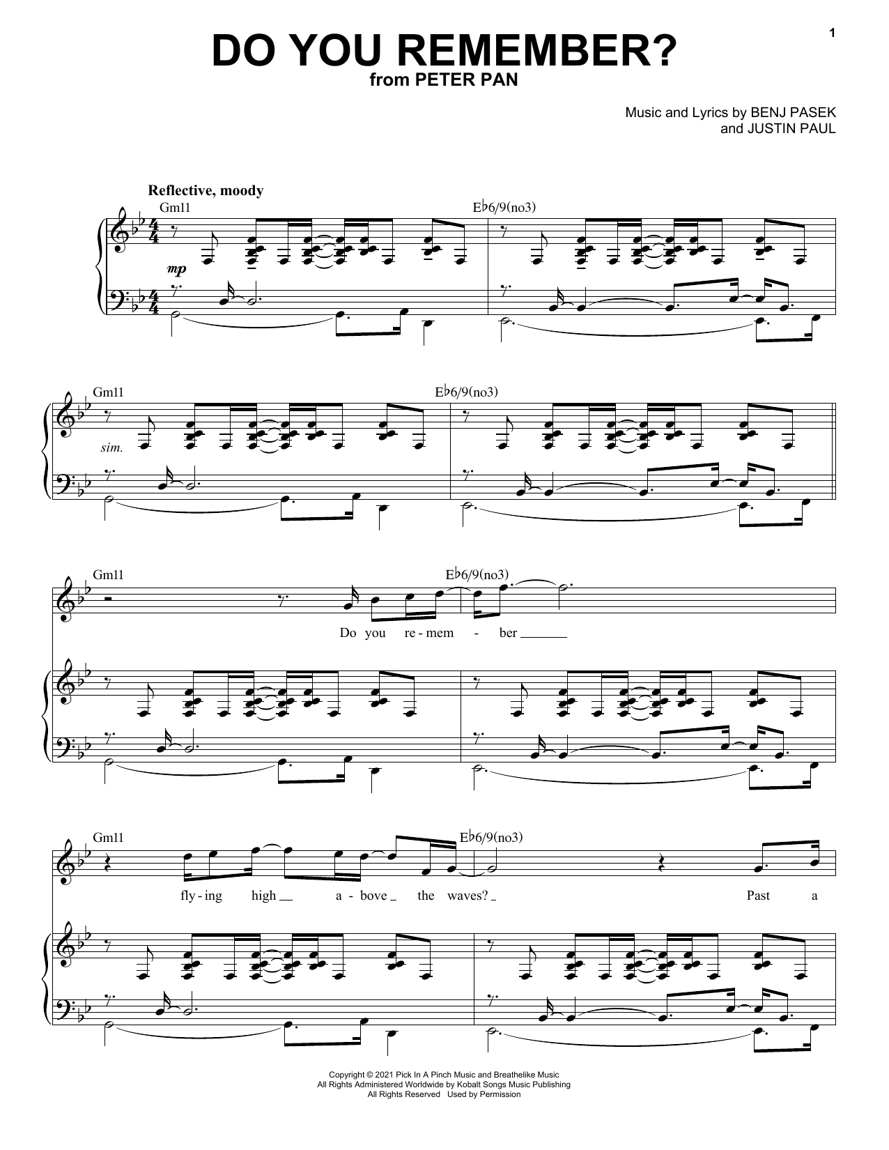 Download Pasek & Paul Do You Remember? Sheet Music and learn how to play Piano & Vocal PDF digital score in minutes