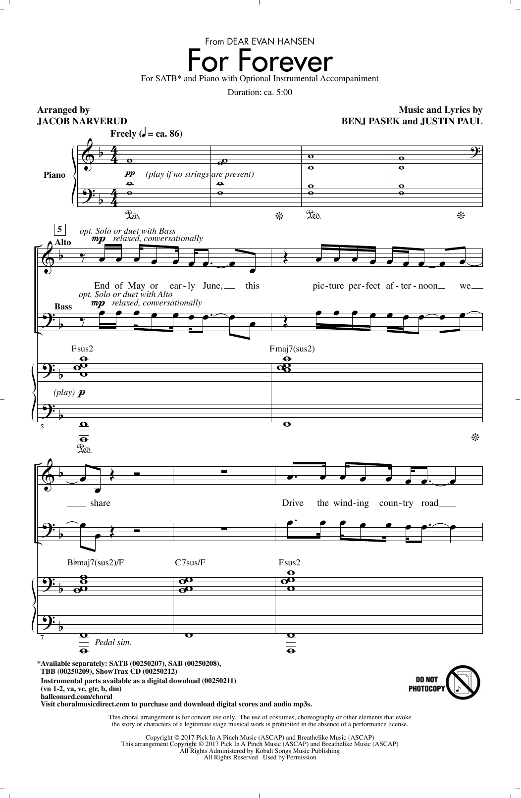 Download Jacob Narverud For Forever Sheet Music and learn how to play SATB PDF digital score in minutes