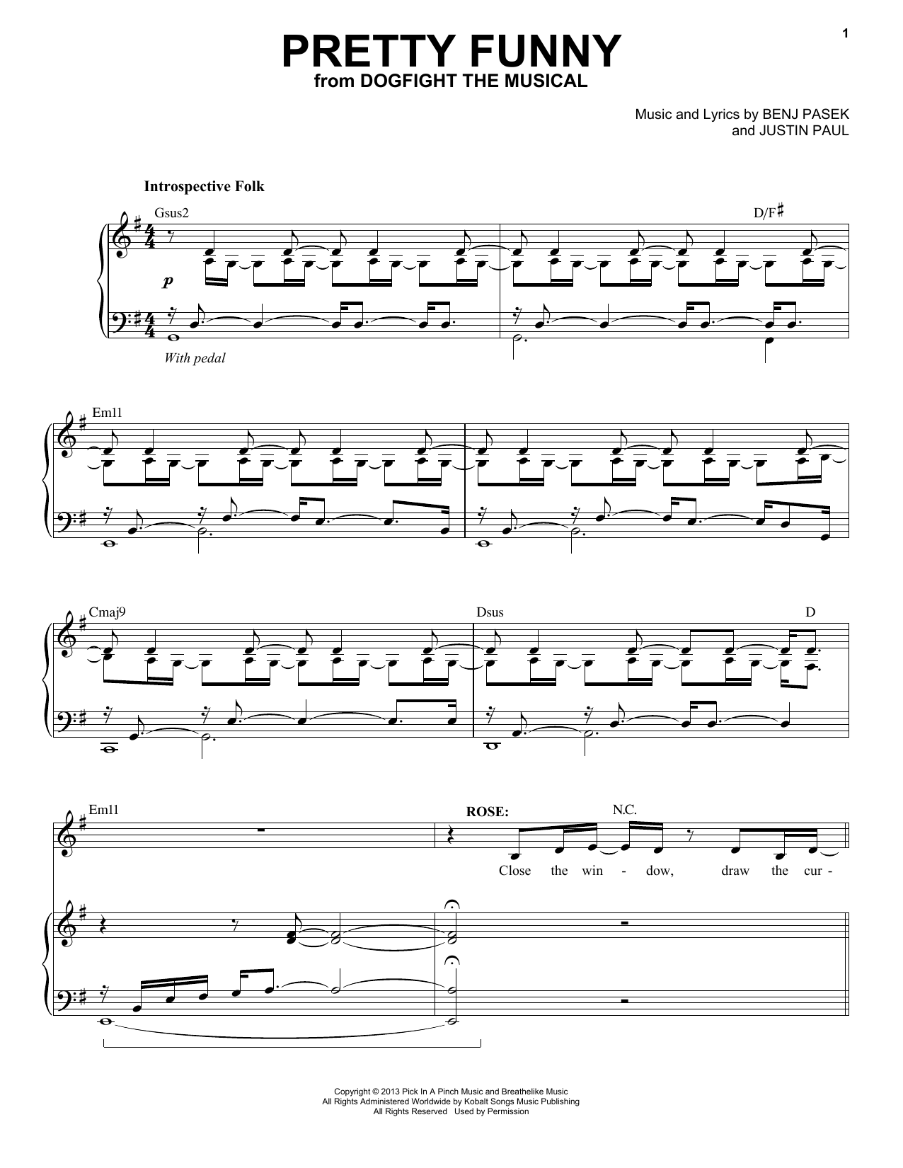 Download Pasek & Paul Pretty Funny (from Dogfight) Sheet Music and learn how to play Piano & Vocal PDF digital score in minutes