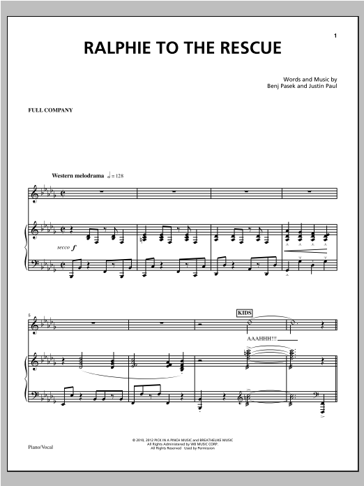 Download Pasek and Paul Ralphie To The Rescue Sheet Music and learn how to play Piano & Vocal PDF digital score in minutes