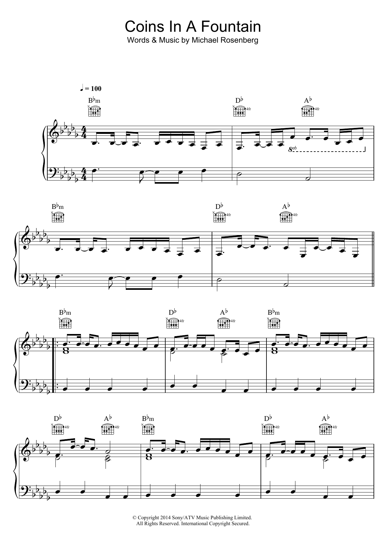 Download Passenger Coins In A Fountain Sheet Music and learn how to play Piano, Vocal & Guitar (Right-Hand Melody) PDF digital score in minutes