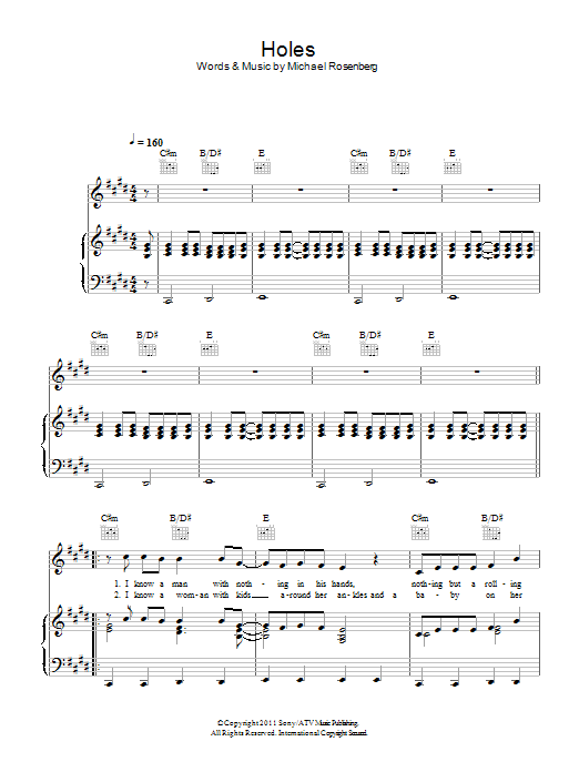 Download Passenger Holes Sheet Music and learn how to play Piano, Vocal & Guitar (Right-Hand Melody) PDF digital score in minutes