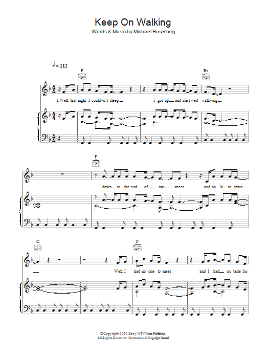 Download Passenger Keep On Walking Sheet Music and learn how to play Piano, Vocal & Guitar (Right-Hand Melody) PDF digital score in minutes