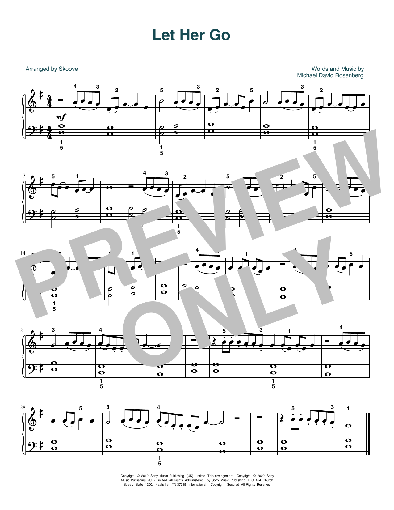 Download Passenger Let Her Go (arr. Skoove) Sheet Music and learn how to play Easy Piano PDF digital score in minutes