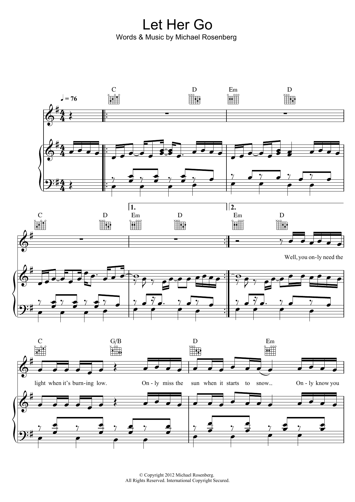 Download Passenger Let Her Go Sheet Music and learn how to play Flute PDF digital score in minutes