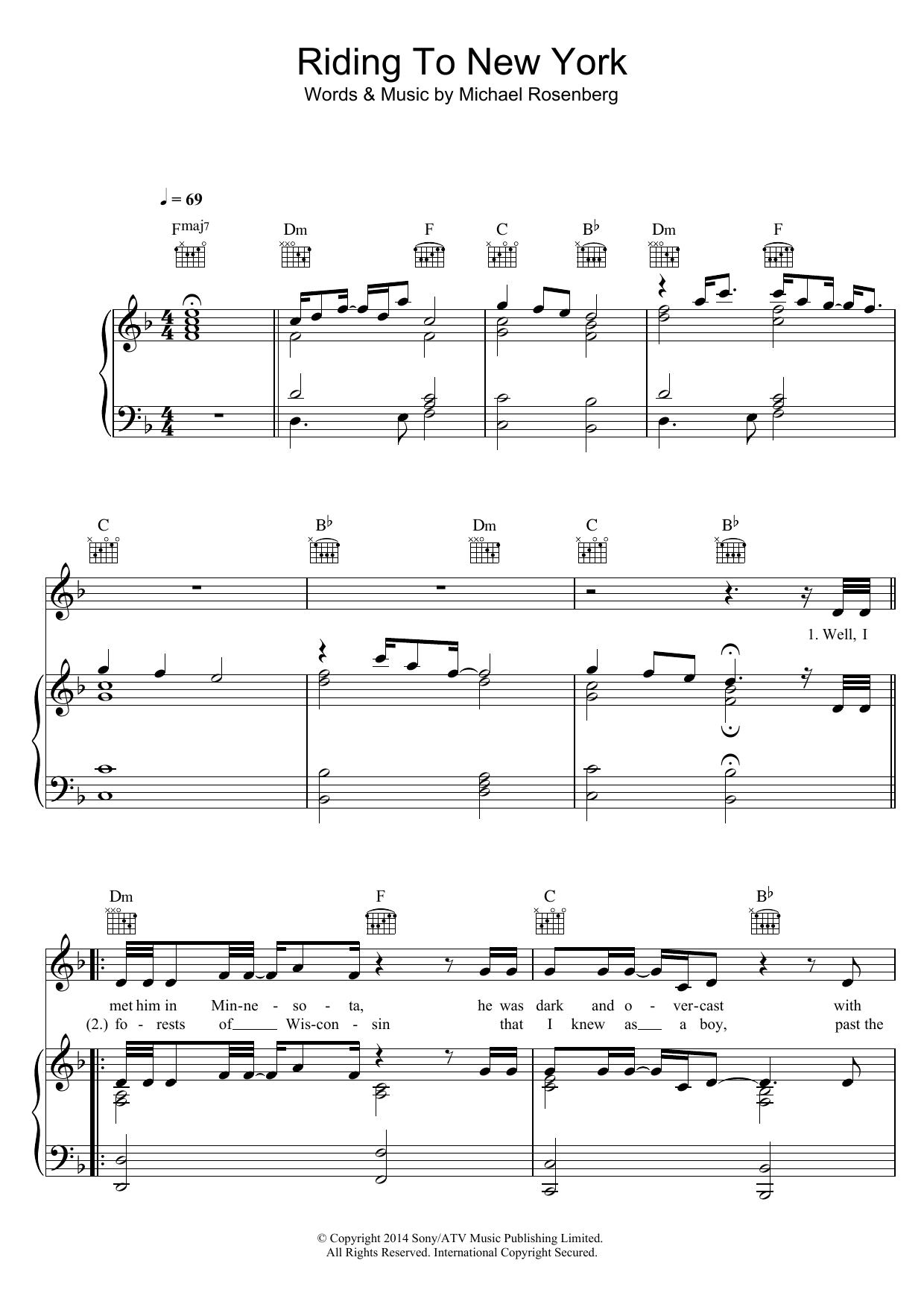 Download Passenger Riding To New York Sheet Music and learn how to play Piano, Vocal & Guitar (Right-Hand Melody) PDF digital score in minutes