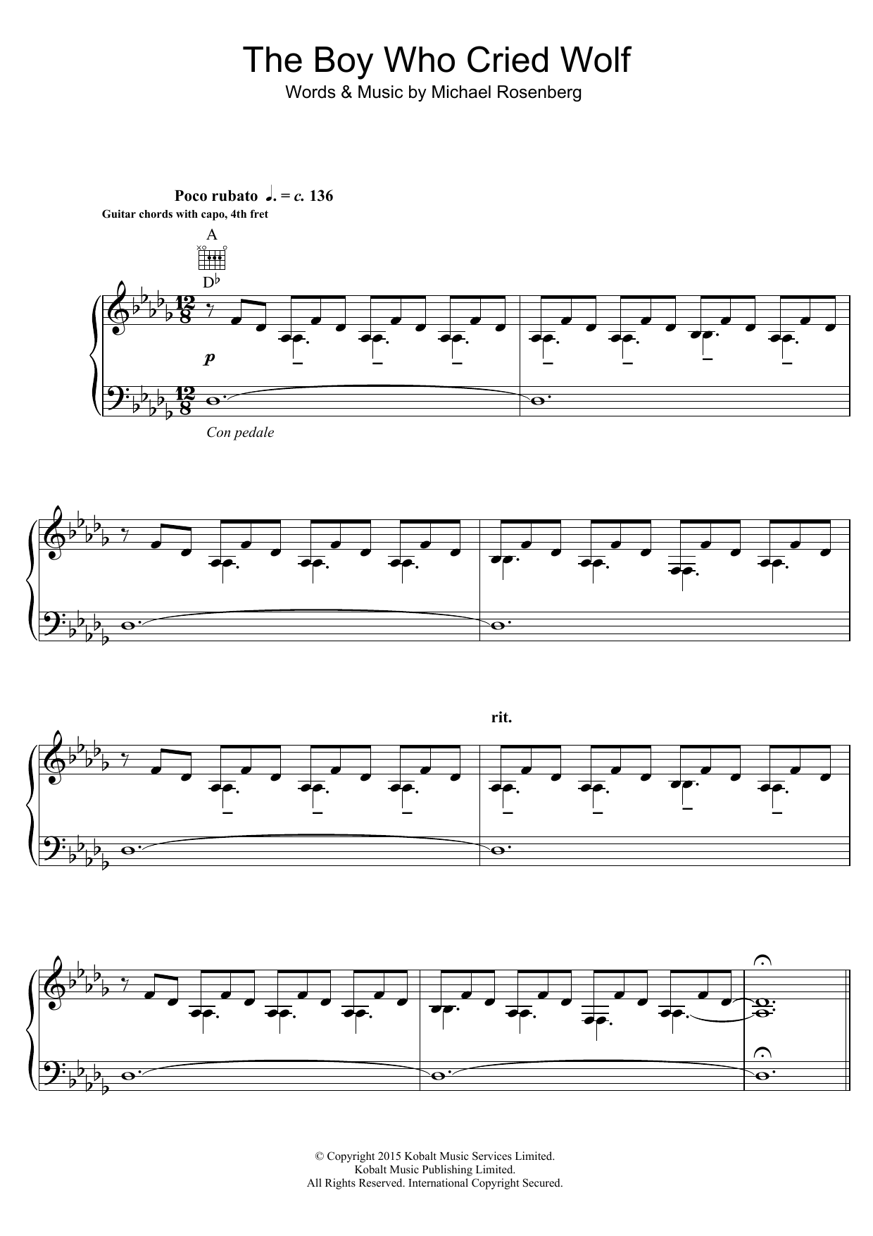 Download Passenger The Boy Who Cried Wolf Sheet Music and learn how to play Piano, Vocal & Guitar (Right-Hand Melody) PDF digital score in minutes