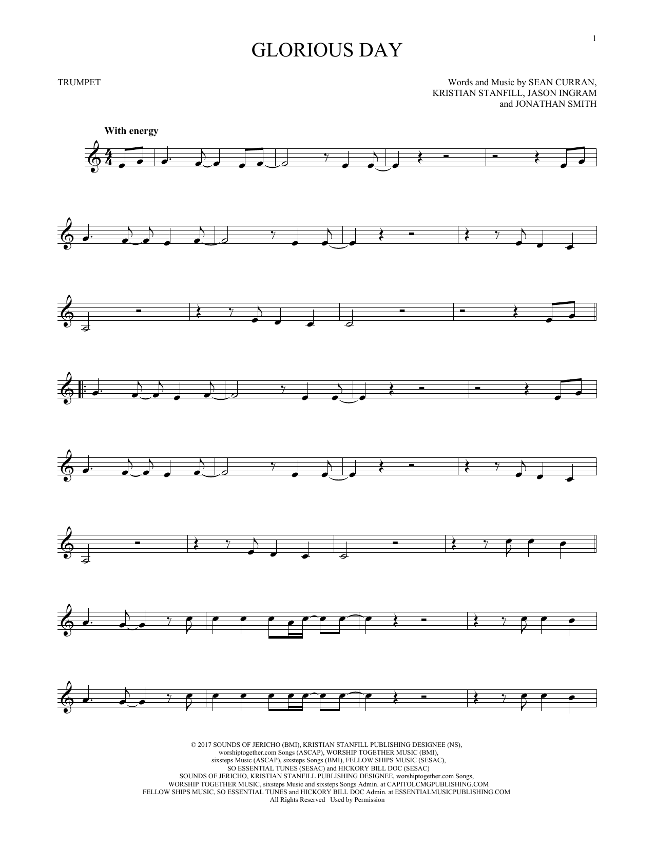 Download Passion & Kristian Stanfill Glorious Day Sheet Music and learn how to play Alto Sax Solo PDF digital score in minutes