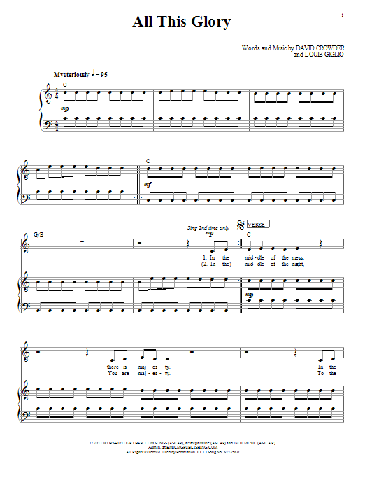 Download Passion All This Glory Sheet Music and learn how to play Piano, Vocal & Guitar (Right-Hand Melody) PDF digital score in minutes
