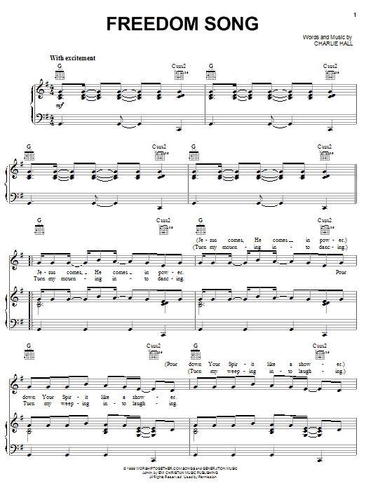 Download Passion Band Freedom Song Sheet Music and learn how to play Piano, Vocal & Guitar (Right-Hand Melody) PDF digital score in minutes