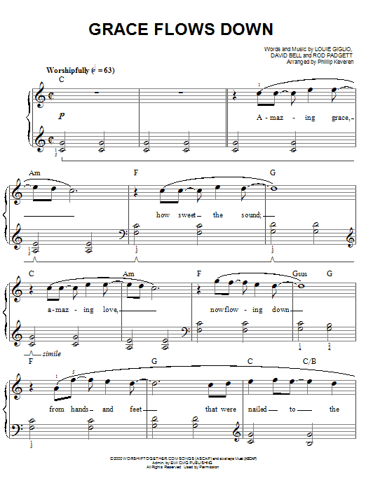 Download Passion Band Grace Flows Down Sheet Music and learn how to play Easy Piano PDF digital score in minutes