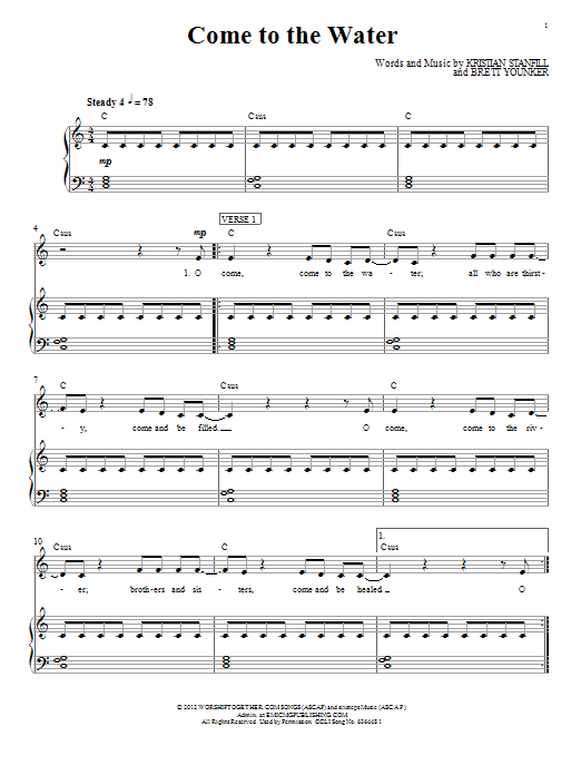 Download Passion Come To The Water Sheet Music and learn how to play Piano, Vocal & Guitar (Right-Hand Melody) PDF digital score in minutes