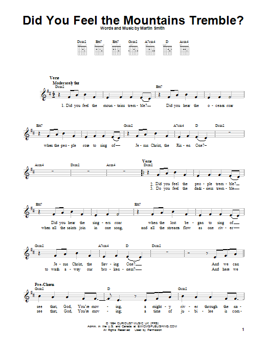 Download Passion Did You Feel The Mountains Tremble? Sheet Music and learn how to play Easy Guitar PDF digital score in minutes