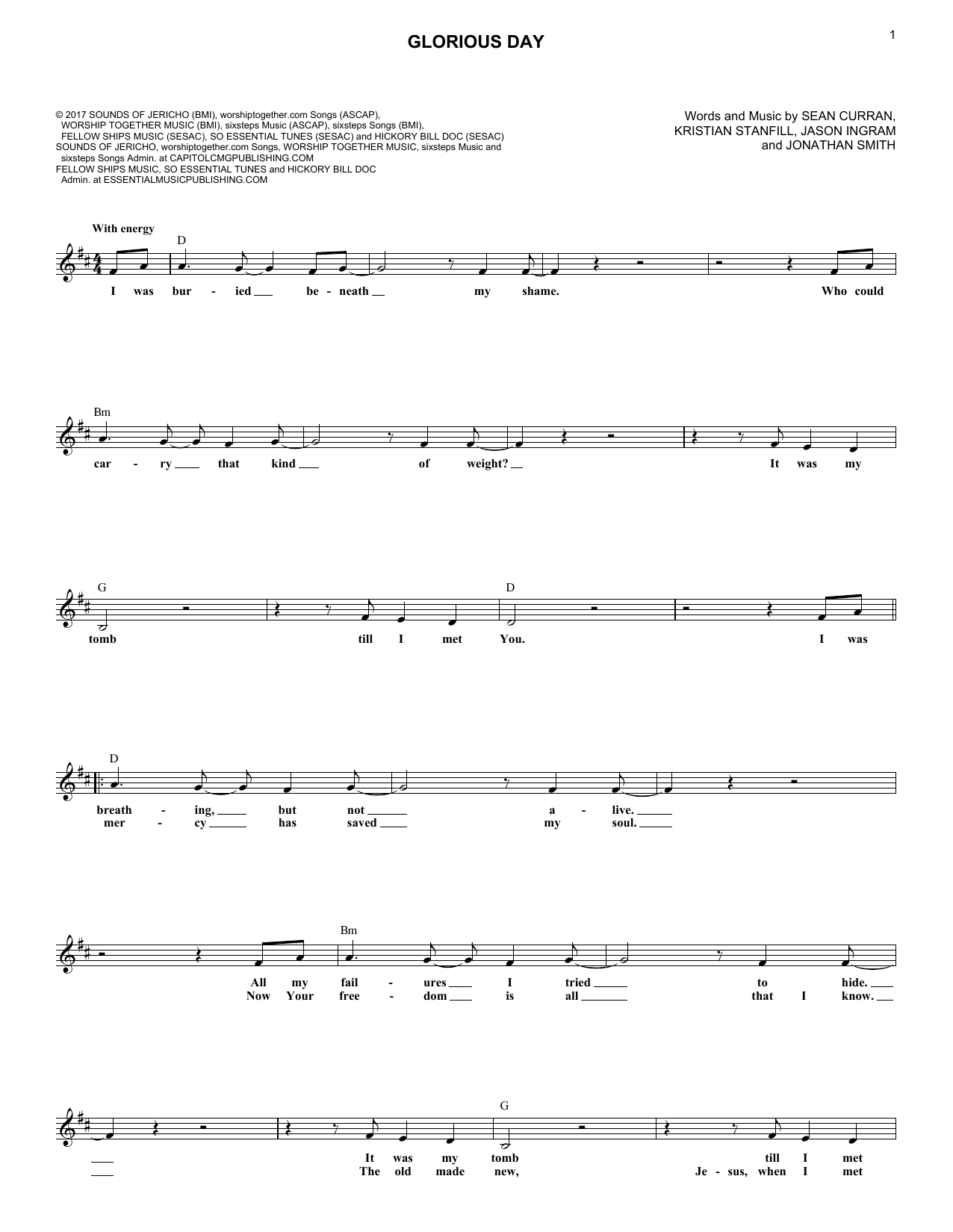Download Passion Glorious Day (feat. Kristian Stanfill) Sheet Music and learn how to play Lead Sheet / Fake Book PDF digital score in minutes