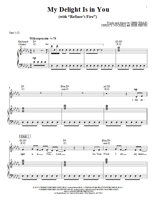 Download Passion My Delight Is In You Sheet Music and learn how to play Piano, Vocal & Guitar (Right-Hand Melody) PDF digital score in minutes