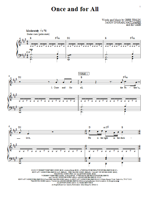 Download Passion Once And For All Sheet Music and learn how to play Piano, Vocal & Guitar (Right-Hand Melody) PDF digital score in minutes