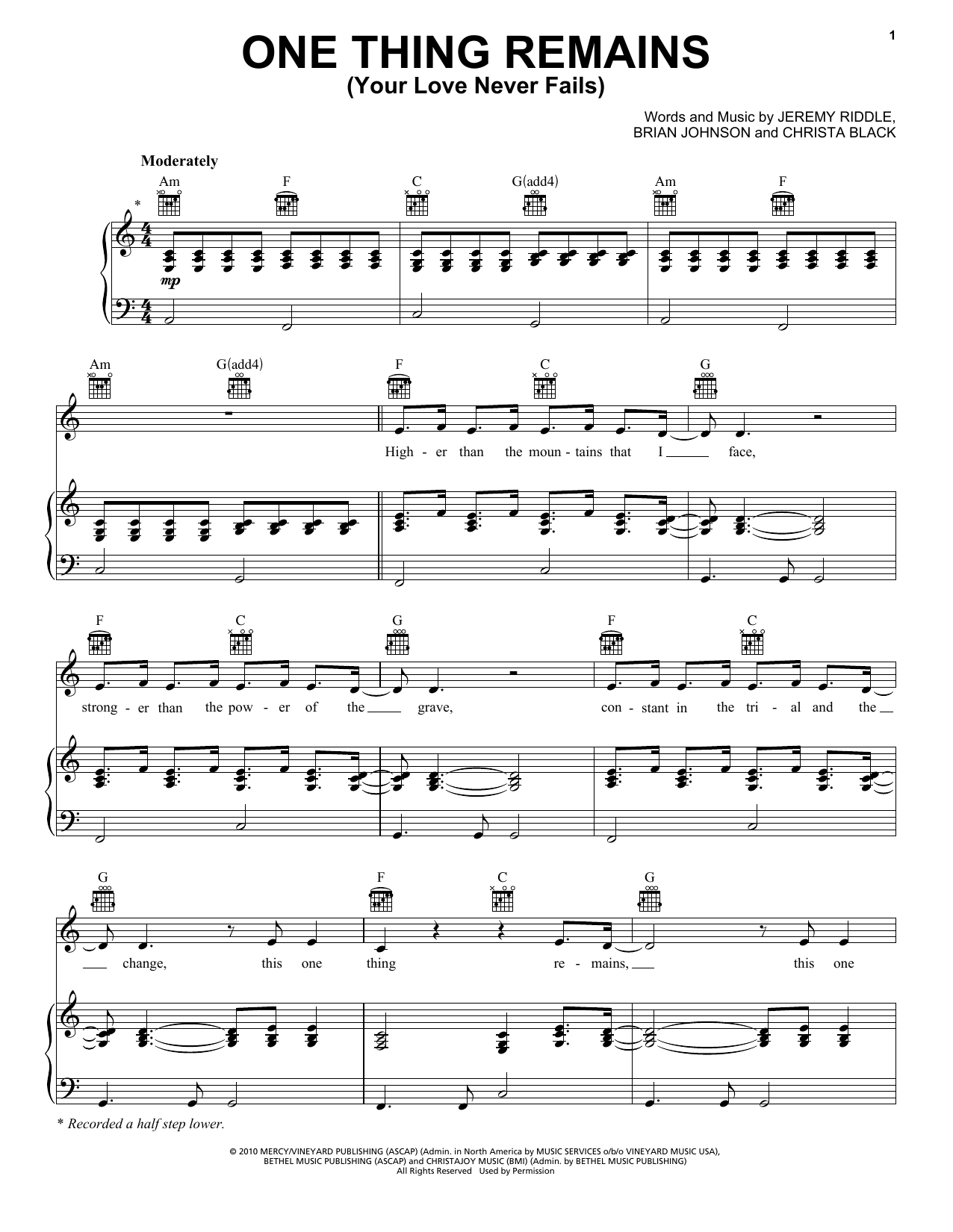 Download Passion One Thing Remains (Your Love Never Fails) Sheet Music and learn how to play Melody Line, Lyrics & Chords PDF digital score in minutes