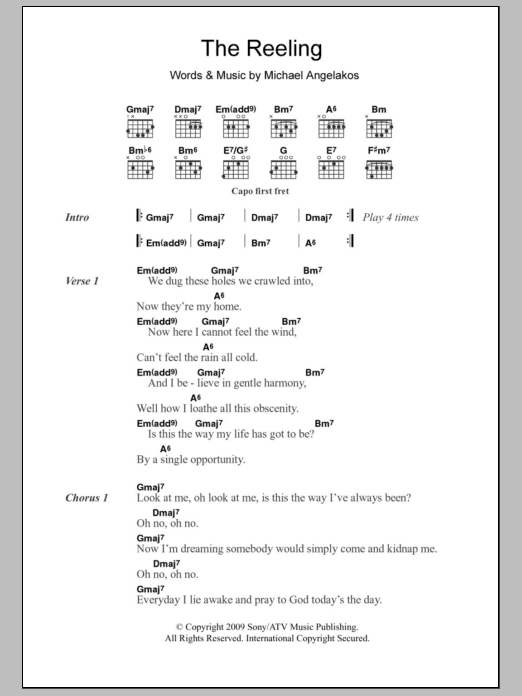 Download Passion Pit The Reeling Sheet Music and learn how to play Lyrics & Chords PDF digital score in minutes