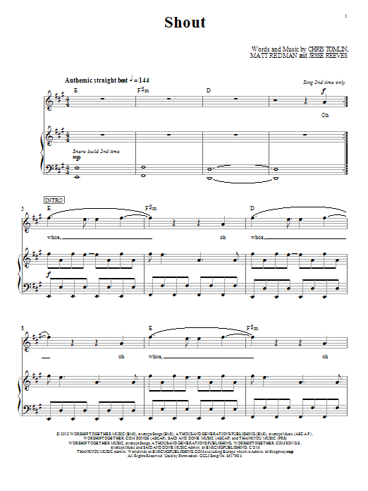 Download Passion Shout Sheet Music and learn how to play Piano, Vocal & Guitar (Right-Hand Melody) PDF digital score in minutes