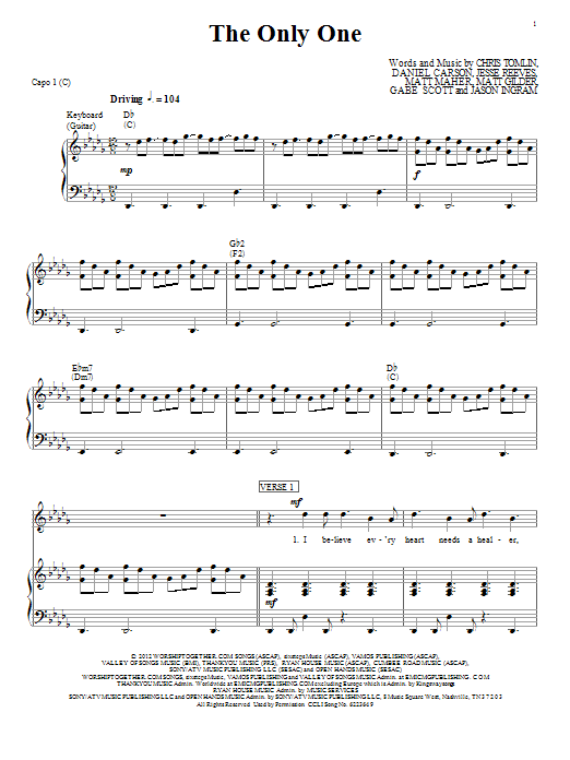Download Passion The Only One Sheet Music and learn how to play Piano, Vocal & Guitar (Right-Hand Melody) PDF digital score in minutes