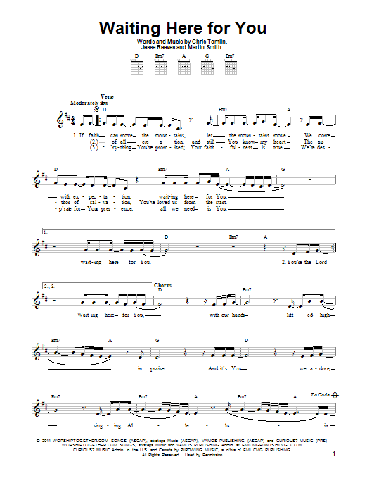 Download Passion Waiting Here For You Sheet Music and learn how to play Melody Line, Lyrics & Chords PDF digital score in minutes