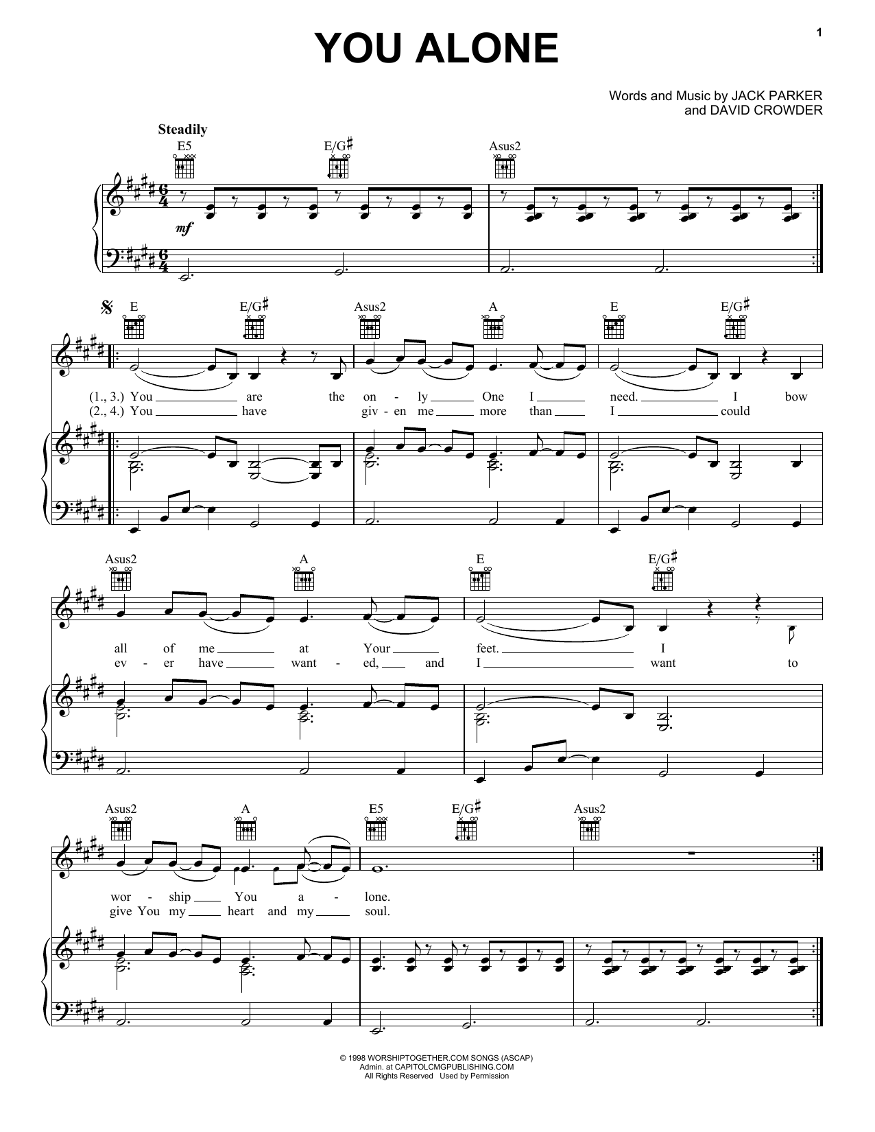 Download Passion You Alone Sheet Music and learn how to play Piano, Vocal & Guitar (Right-Hand Melody) PDF digital score in minutes