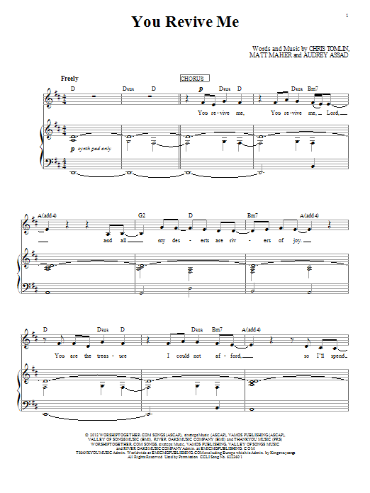 Download Passion You Revive Me Sheet Music and learn how to play Piano, Vocal & Guitar (Right-Hand Melody) PDF digital score in minutes